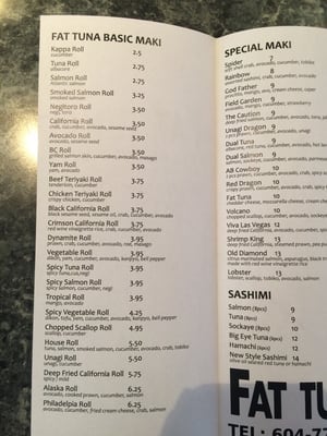 Menu photo 8 Fat Tuna Sushi Coquitlam, BC Menu photo 8 Fat Tuna Sushi Coquitlam, BC
