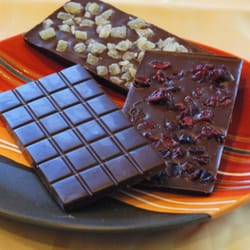 Gourmet M Chocolates - Plain, cranberry and ginger dark chocolate bars.