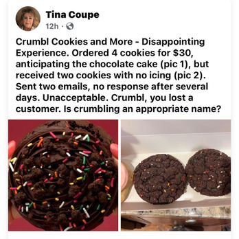 Crumbl - Fair Lakes - More than disappointed - Bakeries Near Me - Fairfax, Virginia Crumbl - Fair Lakes - More than disappointed - Bakeries Near Me - Fairfax, Virginia