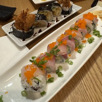 Truya Sushi - Far back (Top): Spider Roll. Front (Bottom): Hamachi Love Roll. - Sushi Bars Near Me - San Jose, California Truya Sushi - Far back (Top): Spider Roll. Front (Bottom): Hamachi Love Roll. - Sushi Bars Near Me - San Jose, California