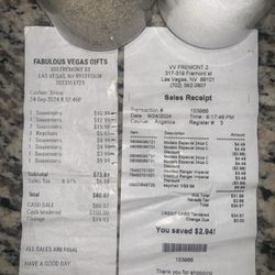 Viva Vegas F2 - Receipt from experience showing it was good prices :) compared to other stores