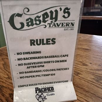 Casey's Tavern - Rules - Cocktail Bars Near Me - Canoga Park, California