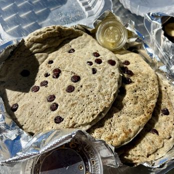 Lovin Spoonfuls Vegan Restaurant - Buckwheat Gluten Free Chocolate Chip Pancakes (available til 3pm) - Vegan Near Me - Tucson, Arizona