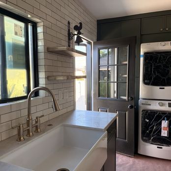 Vision ADU - Farmhouse sink with Bedrosian subway tile to the ceiling for a timeless look - General Contractors Near Me - Anaheim, California Vision ADU - Farmhouse sink with Bedrosian subway tile to the ceiling for a timeless look - General Contractors Near Me - Anaheim, California