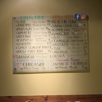 Sushi Wasabi - Chef's Pick Menu 12/21/19 - Japanese Near Me - Tustin, California