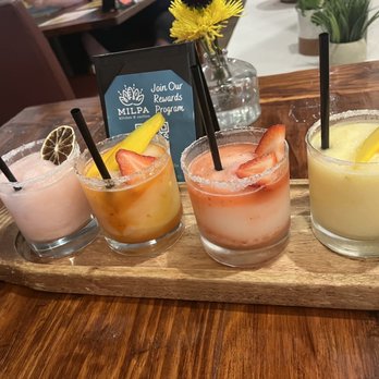 Milpa Kitchen Restaurant - Flight of margarita's - Mexican Near Me - Denton, Texas