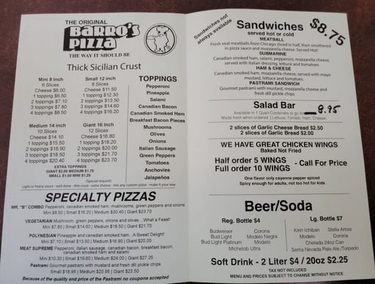 Menu photo 4 Barro's Pizza Whittier, CA
