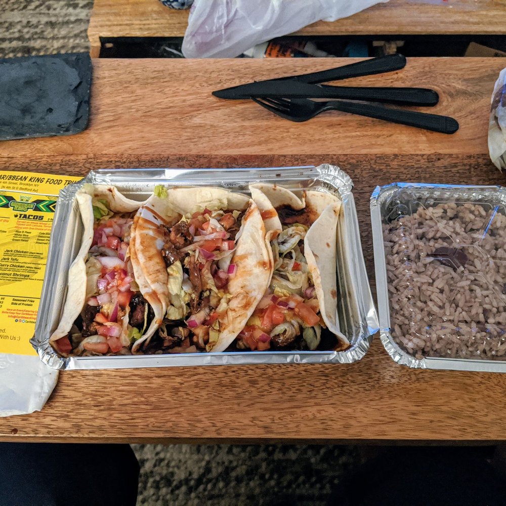 The Original Caribbean King - Jerk chicken tacos and rice - Food Trucks Near Me - Brooklyn, New York