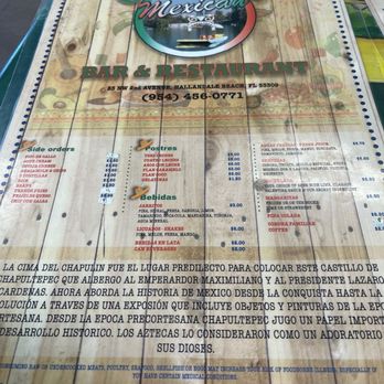Chapultepec - front of menu - Mexican Near Me - Hallandale Beach, Florida Chapultepec - front of menu - Mexican Near Me - Hallandale Beach, Florida