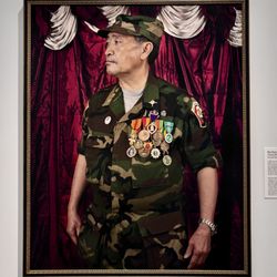 Minnesota Museum of American Art - A Hmong (fought for U.S. but not recognized as veteran) with uniforms and medals he purchased