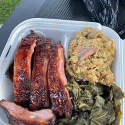 J's Simply Soul - Rib plate , greens and dressing