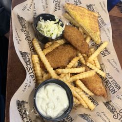 Fish and Chips with Texas toast and Cole slaw
