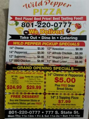 Menu photo 7 Wild Pepper Pizza Salt Lake City, UT