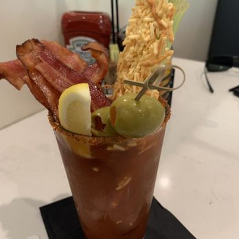 Twohey’s Restaurant - The Bloody Mary had a parm cheese piece in it! Yumm! - New American Near Me - South Pasadena, California Twohey’s Restaurant - The Bloody Mary had a parm cheese piece in it! Yumm! - New American Near Me - South Pasadena, California