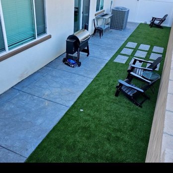 OTC Construction - Patio with custom concrete patch and artificial turf. - Masonry/Concrete Near Me OTC Construction - Patio with custom concrete patch and artificial turf. - Masonry/Concrete Near Me