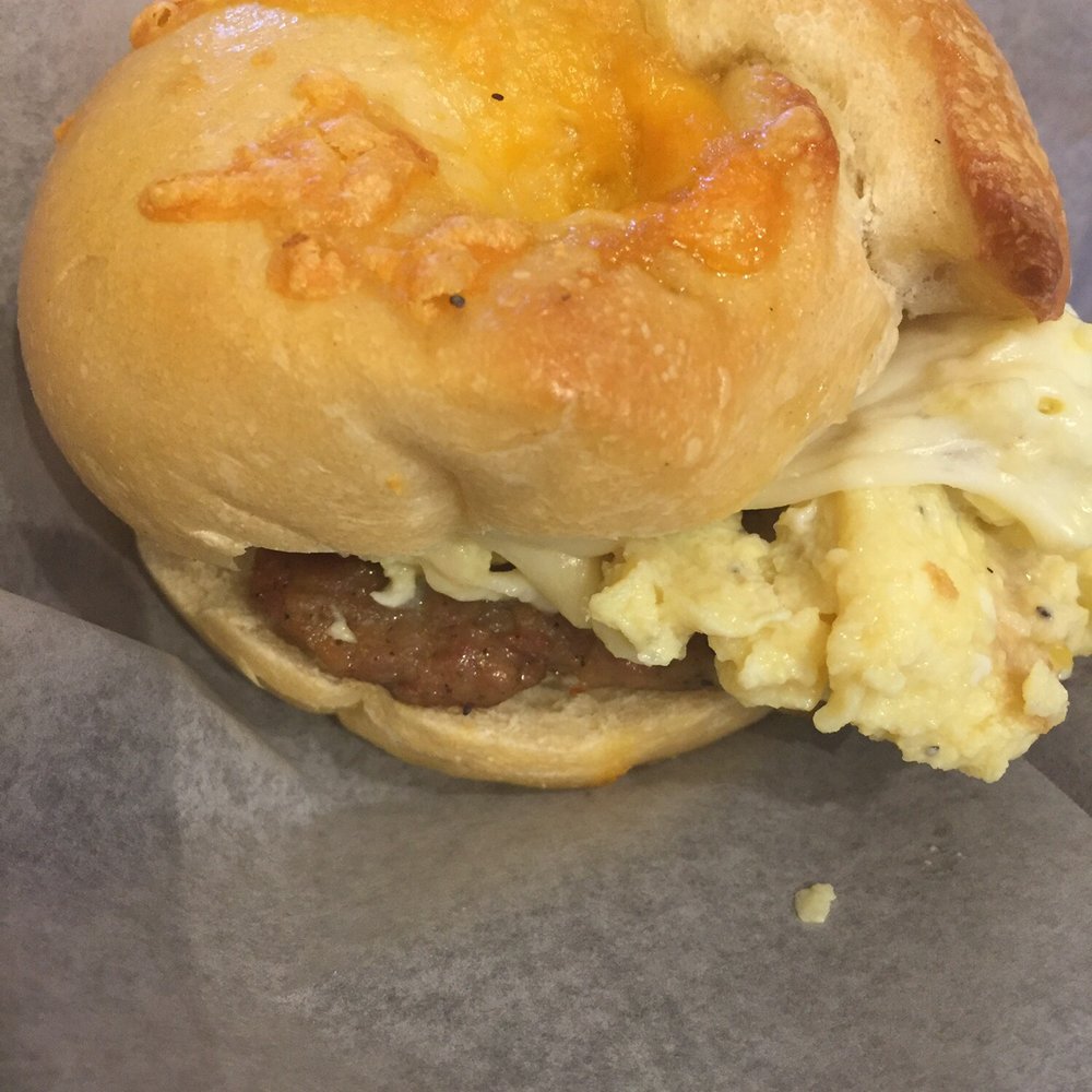 West End Bakery and Cafe - Sausage egg and cheese on a bagel - Bakeries Near Me - Asheville, North Carolina West End Bakery and Cafe - Sausage egg and cheese on a bagel - Bakeries Near Me - Asheville, North Carolina