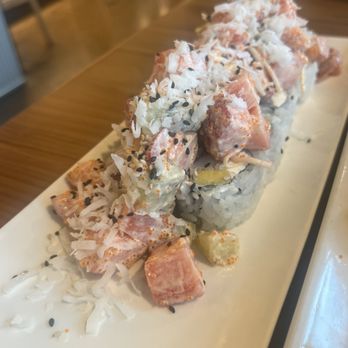 Wild Wasabi - Sushi roll with Strawberry and Shredded coconut sorry can't remember the name - Japanese Near Me - Nashville, Tennessee Wild Wasabi - Sushi roll with Strawberry and Shredded coconut sorry can't remember the name - Japanese Near Me - Nashville, Tennessee