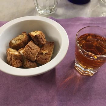 Trattoria Sergio Gozzi - Vin Santo con Cantucci - In case you don't know, best to dip the Cantucci in the wine. - Tuscan Near Me - Florence, FI