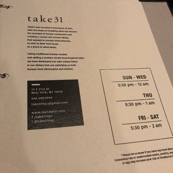 Take31 - Menu - Korean Near Me - New York, New York Take31 - Menu - Korean Near Me - New York, New York
