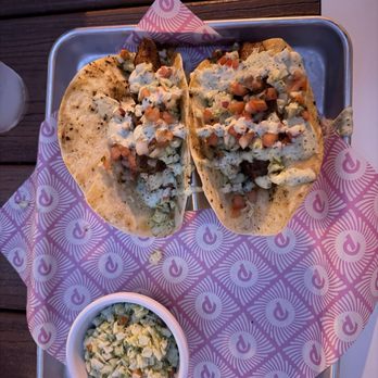 Pinky's on the Beach - Mahi Tacos and Cilantro Lime Slaw - American Near Me - Folly Beach, South Carolina Pinky's on the Beach - Mahi Tacos and Cilantro Lime Slaw - American Near Me - Folly Beach, South Carolina