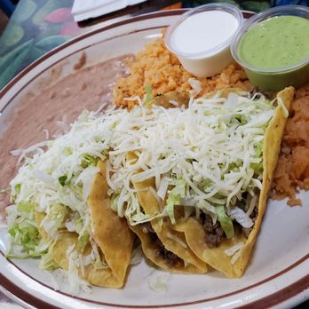 Delicias Cafe - Wednesday Special - 3 Tacos  I got one chicken and 2 ground beef. - Mexican Near Me - Albuquerque, New Mexico