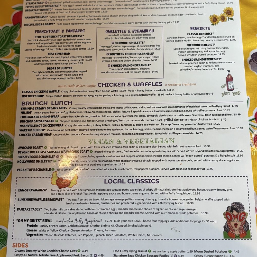Breakfast menu Breakfast menu