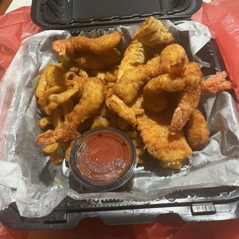 Pleasure Platters - ##16 - 6 Colossal Fried Shrimp, 1 Piece Haddock, Fries, Seaslaw - Seafood Near Me - Philadelphia, Pennsylvania Pleasure Platters - ##16 - 6 Colossal Fried Shrimp, 1 Piece Haddock, Fries, Seaslaw - Seafood Near Me - Philadelphia, Pennsylvania