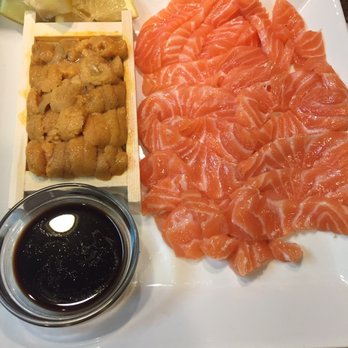 H Mart - Jericho - From Heaven's Kitchen(aka Mines): Uni & Salmon Sashimi  2-4-2017 - Grocery Near Me - Jericho, New York