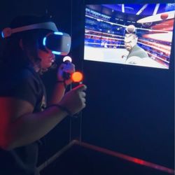 R&N Mobile Games and Adventures - My son inside playing the Virtual Reality boxing game!