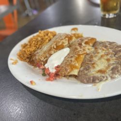 Nine Zero Seven - Chicken Enchilada & Pork Tamales Rice & Beans,  Combo Entree