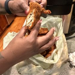 America's Best Wings - Southgate Shopping Center - Dried out chicken tender. Going in trash bag after picture.