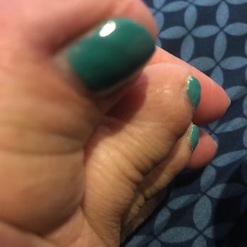 Top Nails & Spa - Done just earlier and like I said it's barely covered. Also, plz excuse my very pregnant feet lol I'm only due any day now - Nail Salons Near Me - Holladay, Utah