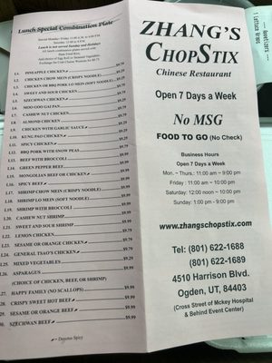 Menu photo 2 Zhang's Chopstix Ogden, UT