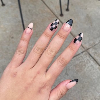Coffee N Nails - Pointy almond shape, dip and design - Nail Salons Near Me - Austin, Texas Coffee N Nails - Pointy almond shape, dip and design - Nail Salons Near Me - Austin, Texas