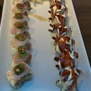 Sushi Mocki - Picasso Roll (left) Temptation Roll (right) - Sushi Bars Near Me - Dallas, Texas Sushi Mocki - Picasso Roll (left) Temptation Roll (right) - Sushi Bars Near Me - Dallas, Texas