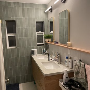 Modern Works Construction - Custom Vanity and shelf - finished - General Contractors Near Me - Sherman Oaks, California