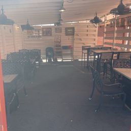 Outside patio! I will come back in the evening when it's cooler.