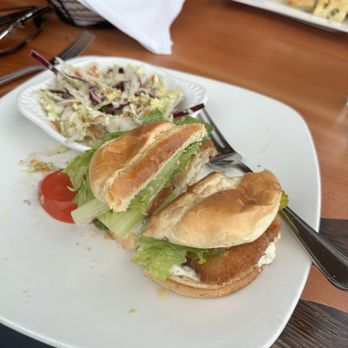 Anthony's Hearthfire Grill - Cod sandwich with coleslaw - New American Near Me - Olympia, Washington