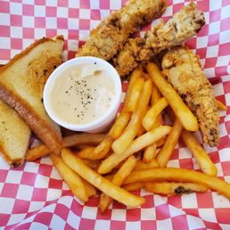 Steak fingers, Tuttle's meat, with gravy. Steak fingers, Tuttle's meat, with gravy.