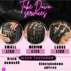 Trapselena collection - Braid take down service. This means this service includes taking out your brakes, washing blowout