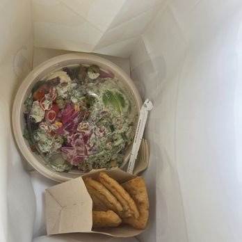 CAVA - Said bowl with all the veggies and my favorite fried pitas - Salad Near Me - Sugarland, Texas CAVA - Said bowl with all the veggies and my favorite fried pitas - Salad Near Me - Sugarland, Texas