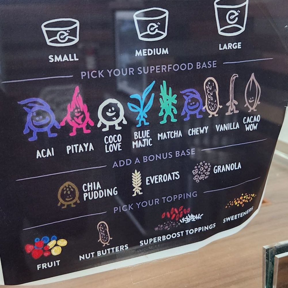 Everbowl - A list of ingredients that you can add to create a custom bowl. They also allow taste tests before you commit!! - Acai Bowls Near Me - Corona, California Everbowl - A list of ingredients that you can add to create a custom bowl. They also allow taste tests before you commit!! - Acai Bowls Near Me - Corona, California