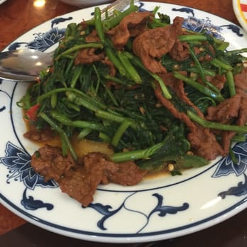 Ahgoo's Kitchen - 5. 沙茶空心牛 Beef & On Choy with Satey Sauce - Chinese Near Me - Temple City, California
