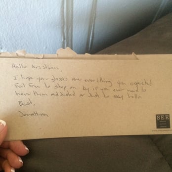 SEE - A hand written letter from them! How sweet. - Eyewear & Opticians Near Me - Chicago, Illinois