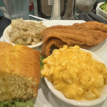 Croaker's Spot - Catfish Dinner macaroni and cheese cabbage cornbread - Soul Food Near Me - Richmond, Virginia