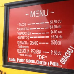 El Taco Loco - Current menu as of 03-07-12
