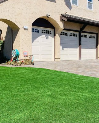 Synthetic Grass installation - Customer wanted to add a small golf course to their backyard. Including some slopes. Synthetic Grass installation - Customer wanted to add a small golf course to their backyard. Including some slopes.