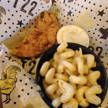 Tumble 22 - Kid's meal: 1 chicken tender with mac and cheese - Chicken Shop Near Me - Houston, Texas Tumble 22 - Kid's meal: 1 chicken tender with mac and cheese - Chicken Shop Near Me - Houston, Texas