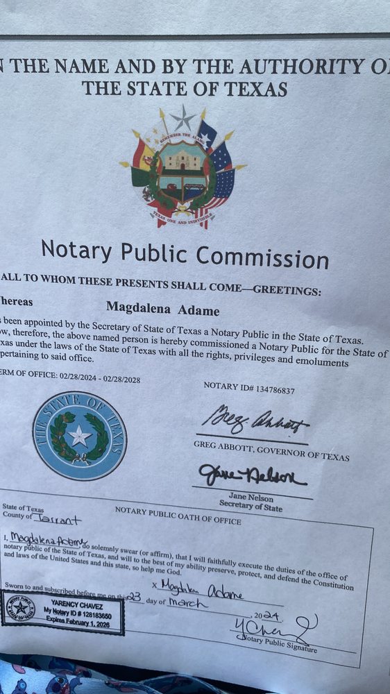 ADAME NOTARY Request a Quote Irving, Texas Notaries Phone