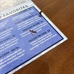 Hometown Seafood - Dirty menu got all over my hand